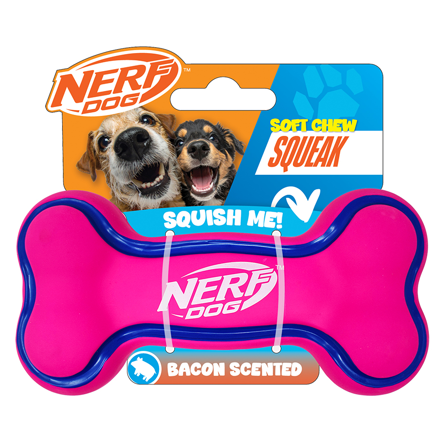 Nerf Bacon Scented Squeaky Dog Bone