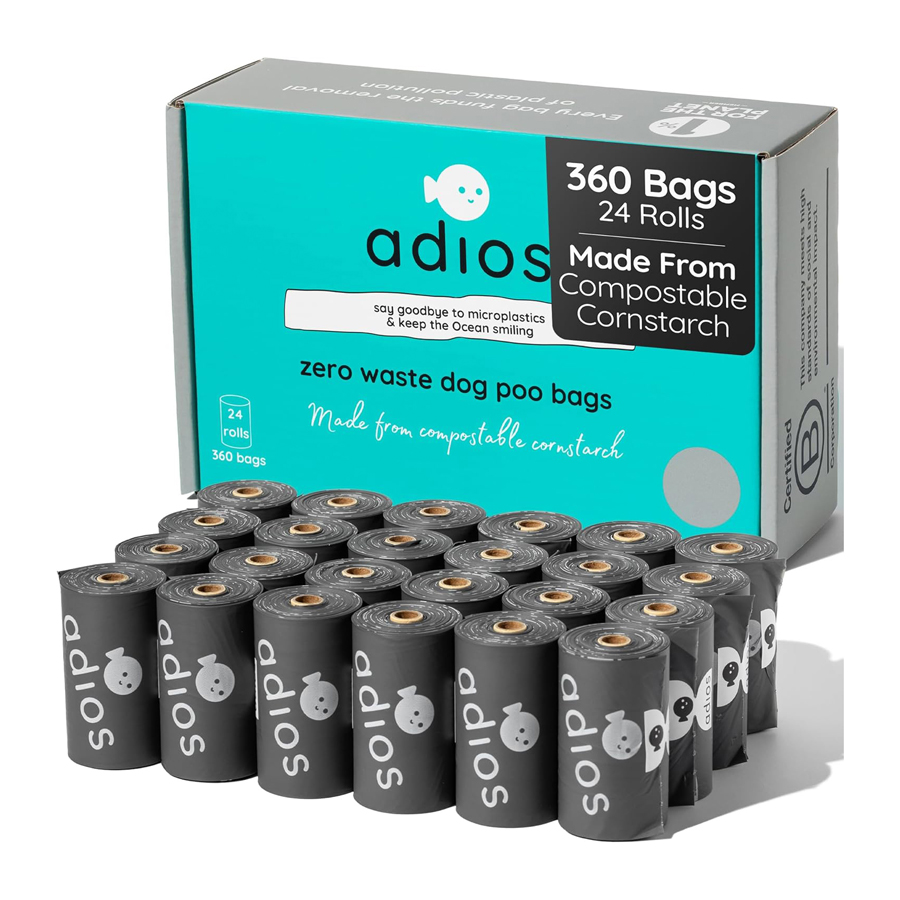 Adios Compostable Dog Poo Bags, Grey