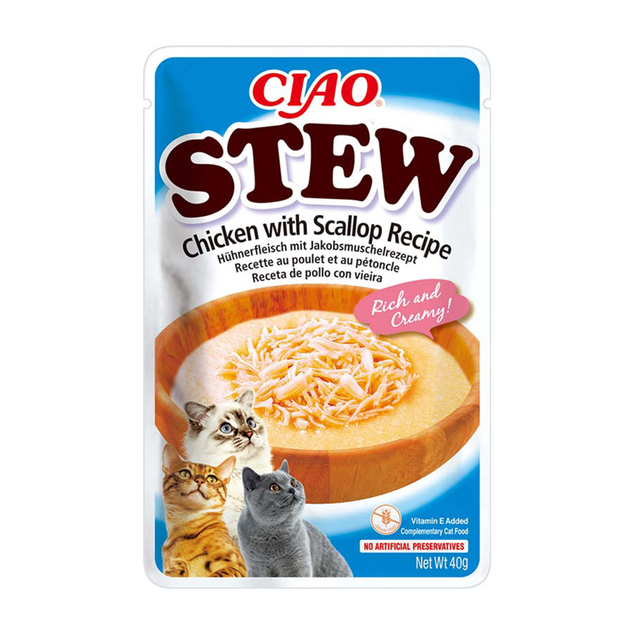 Ciao Adult Wet Cat Food Stew Chicken & Scallop