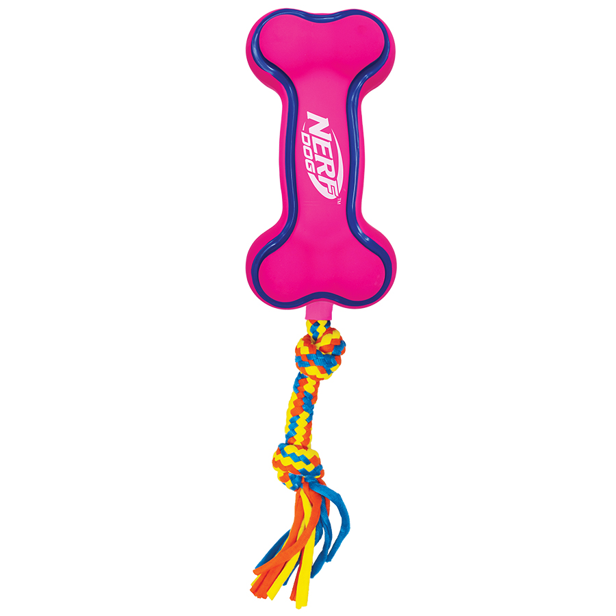 Nerf Bacon Scented Squeaky Bone Rope Dog Toy