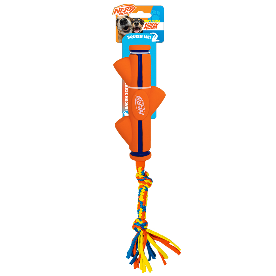 Nerf Bacon Scented Premium Squeaky Stick Rope Dog