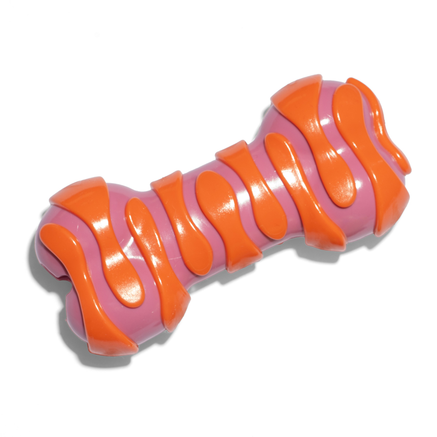 Oodles Orange Textured Bone Chew Dog Toy