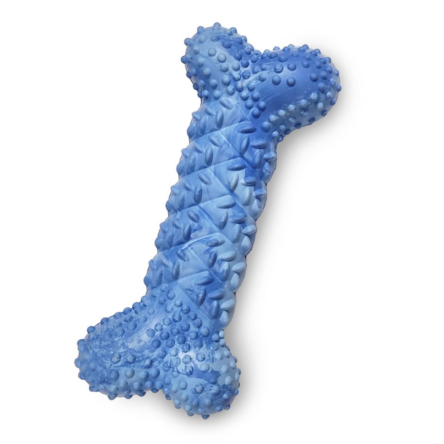 Nylabone Double Action Peanut Butter Strong Chew Rubber Braided Bone Dog Toy