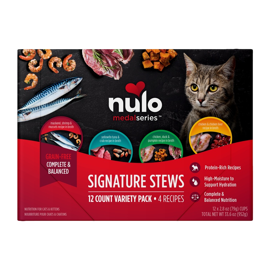 Nulo Signature Stews Chicken, Tuna  Mackerel Variety Pack Adult Wet Cat Food 12x79g