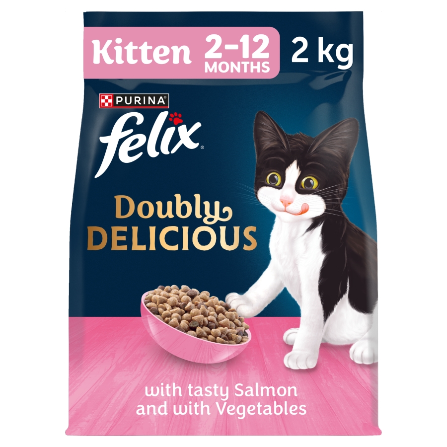 Felix Doubly Delicious Kitten Dry Cat Food Salmon & Veg