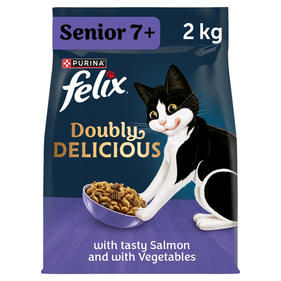 Felix Doubly Delicious Senior 7+ Dry Cat Food Salmon & Veg