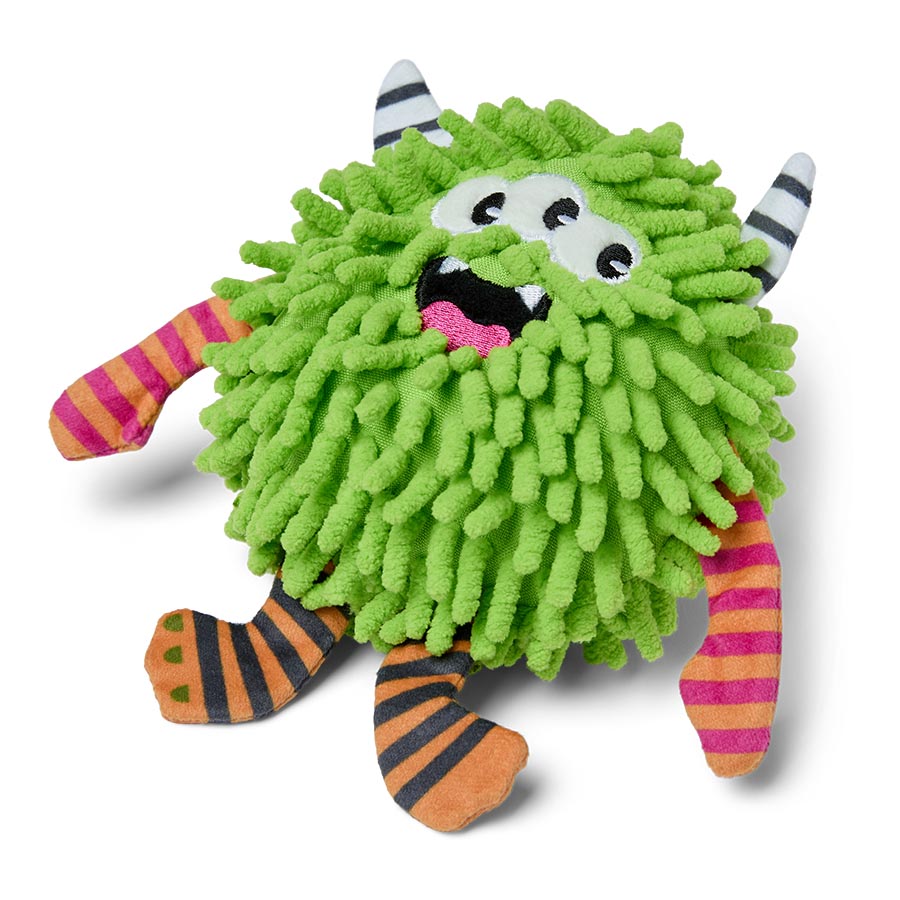 Pets at Home Furry Monster Squeaky Dog Toy Green