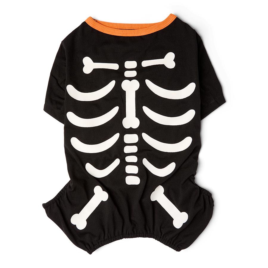 Pets at Home Glow in the Dark Skeleton Dog Onesie Black