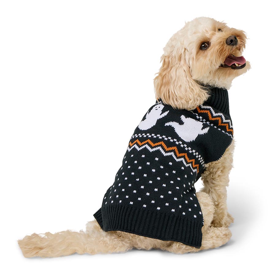 Pets at Home Fairisle Ghost Dog Sweater Black