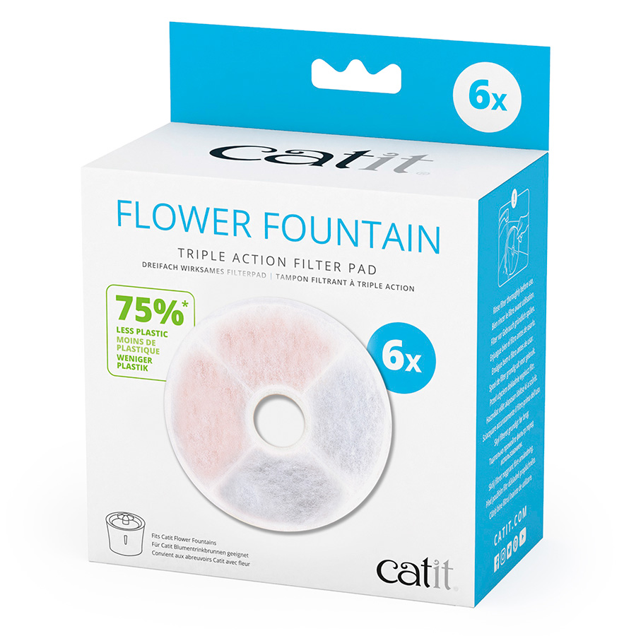 Catit Triple Action Filter Pad for Flower Fountain x6