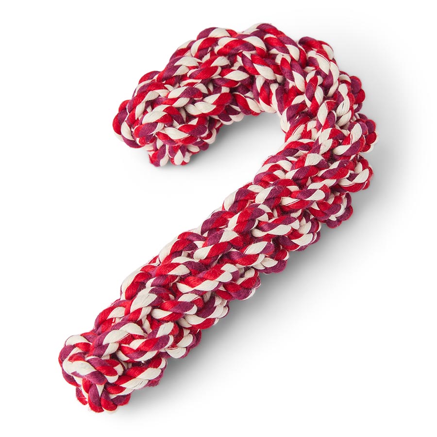 Pets at Home Christmas Candy Cane Knotted Rope Dog Toy