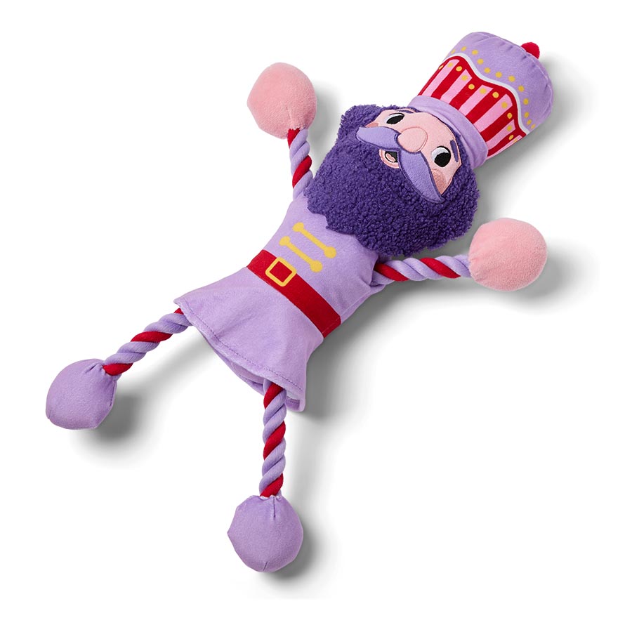 Pets at Home Christmas Nutcracker Squeaky Plush with Rope Dog Toy