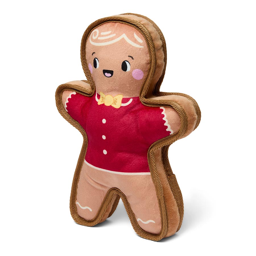 Pets at Home Christmas Gingerbread Man Squeaky Double-Stitched Plush Dog Toy