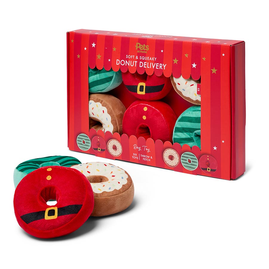 Pets at Home Christmas Donut Squeaky Plush Dog Toys