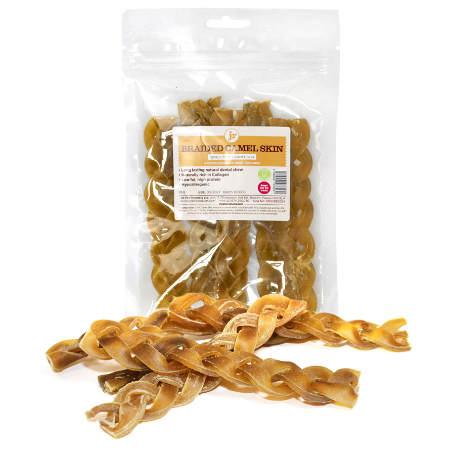 JR Pet Products Braided Camel Skin Dog Treats