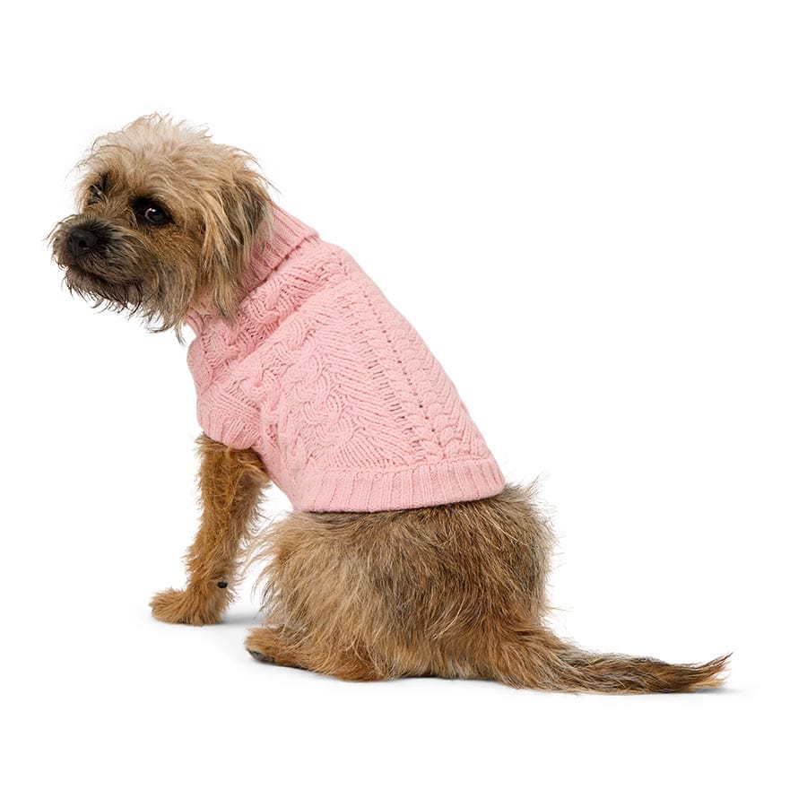 Pets At Home Cable Knit Dog Sweater Pink Small