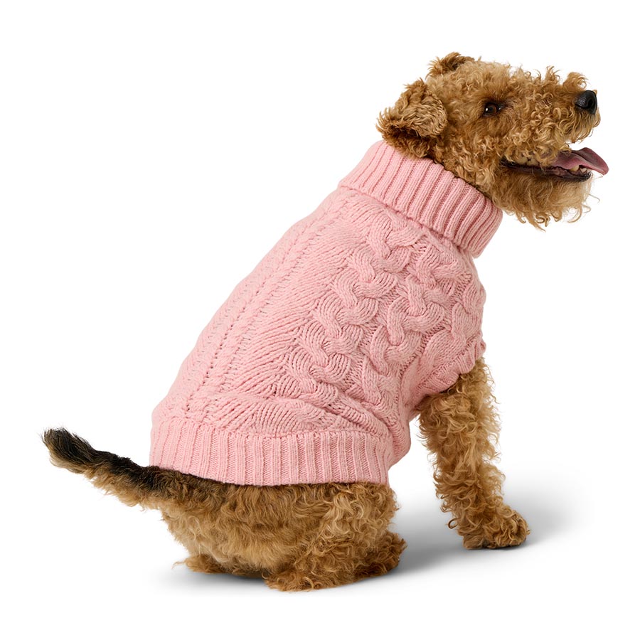 Pets at Home Cable Knit Dog Sweater Pink