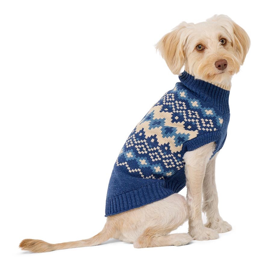 Pets at Home Fair Isle Dog Sweater Blue