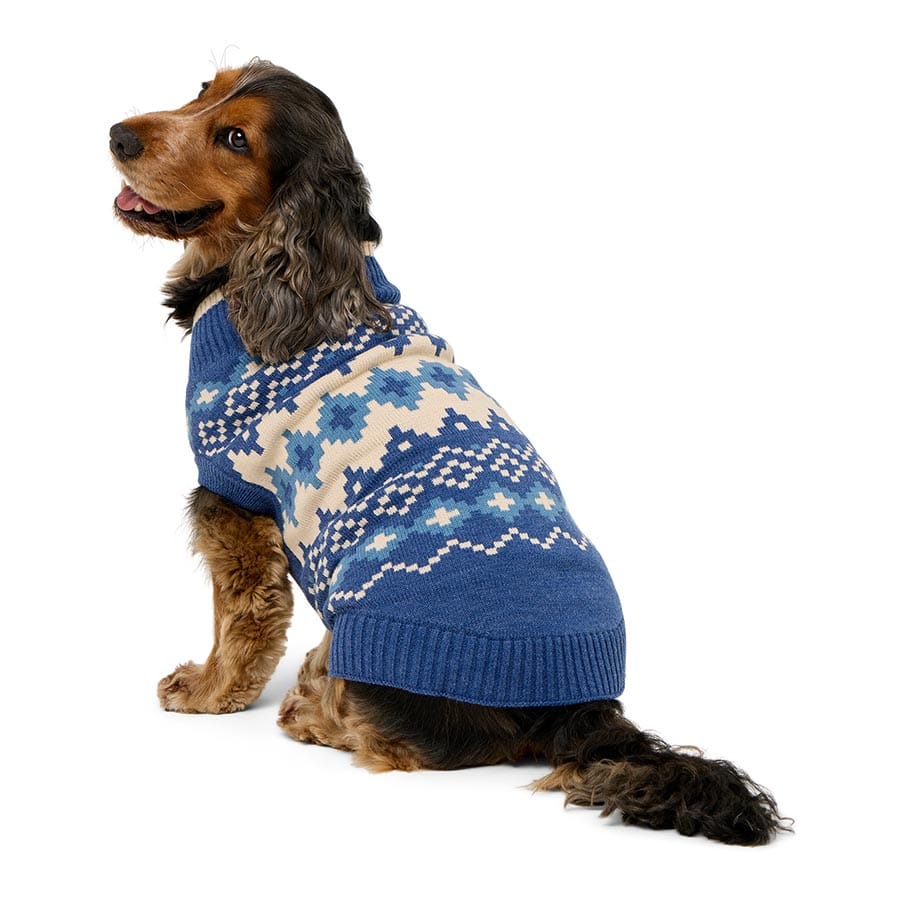 Pets At Home Fair Isle Dog Sweater Blue Large