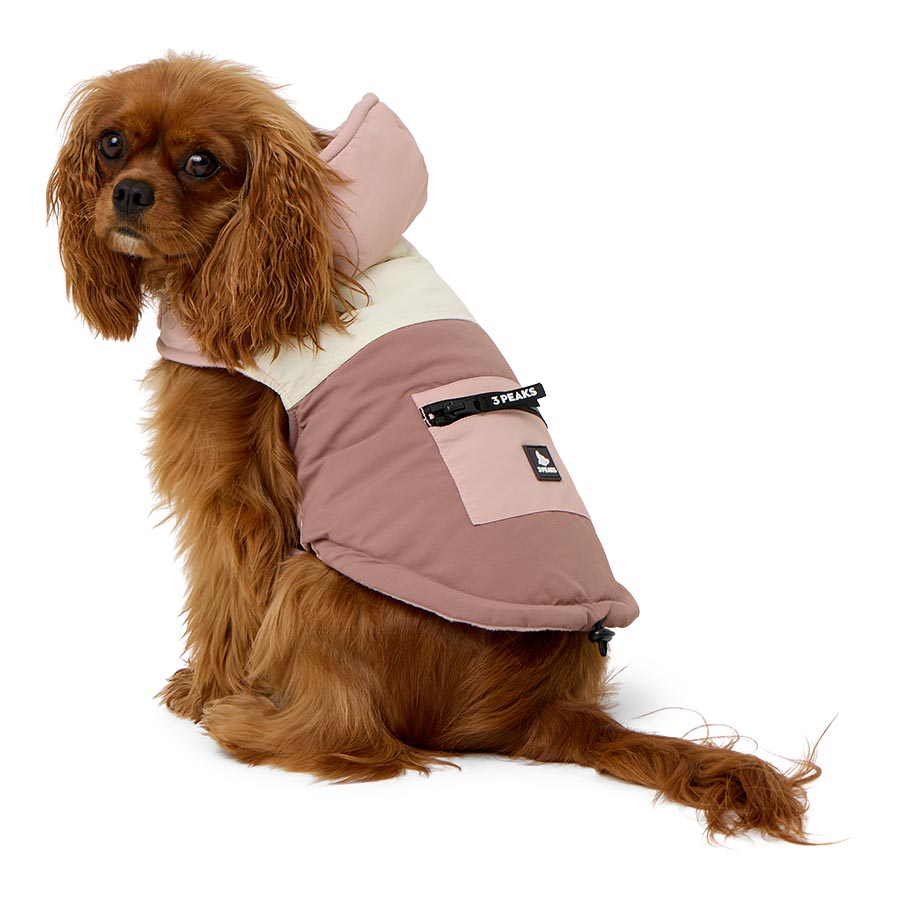 3 Peaks Colour Block Ripstop Water Resistant Hooded Dog Jacket Pink