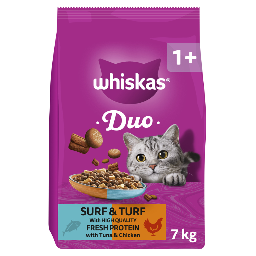 Whiskas 1+ Duo Surf & Turf Dry Cat Food