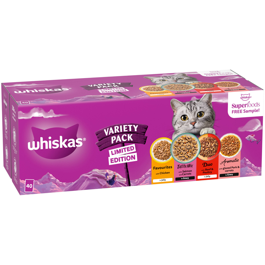 Whiskas 1+ Variety Adult Wet Cat Food in Gravy & Jelly