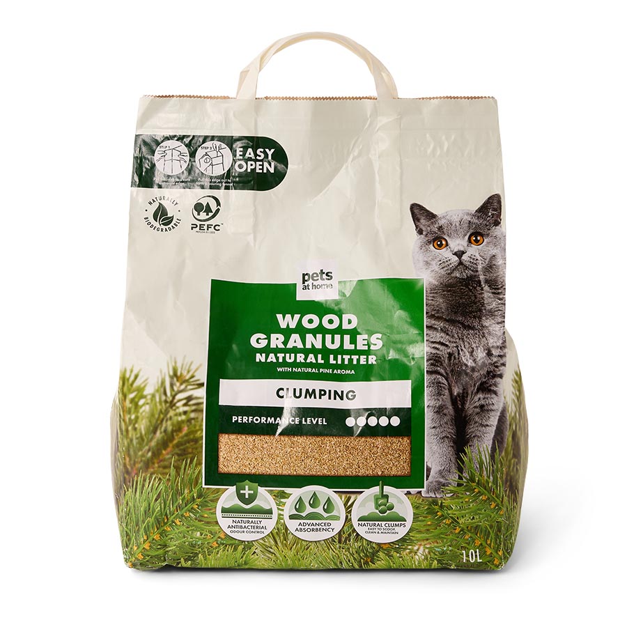 Pets at Home Pine Aroma Wood Granules Natural Clumping Cat Litter 10 Litre