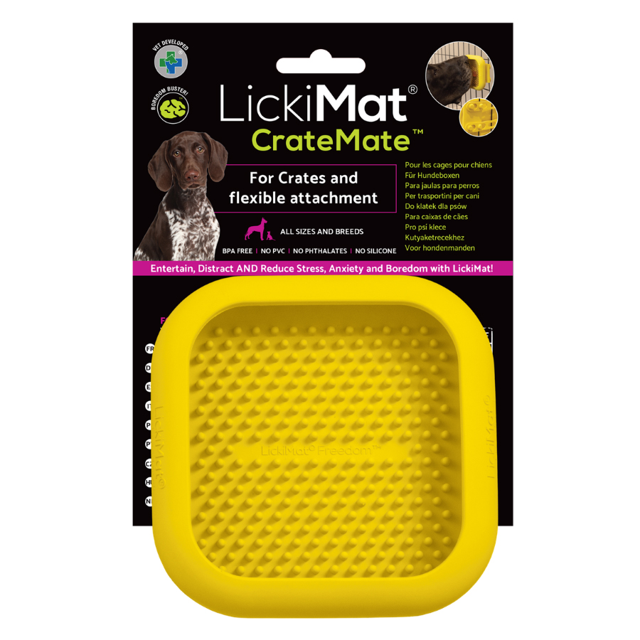 LickiMat CrateMate Slow Feeder Yellow