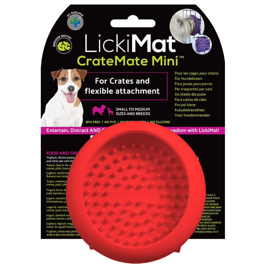 LickiMat CrateMate Slow Feeder Red Mini