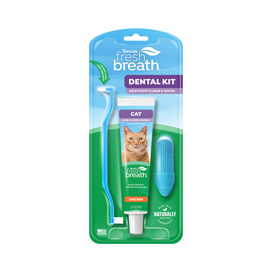 TropiClean Fresh Breath Odour & Tartar Dental Kit for Cats