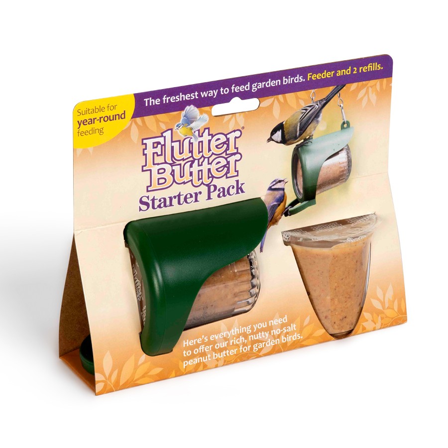 Flutter Butter Hanging Wild Bird Feeder Starter Pack with Refills