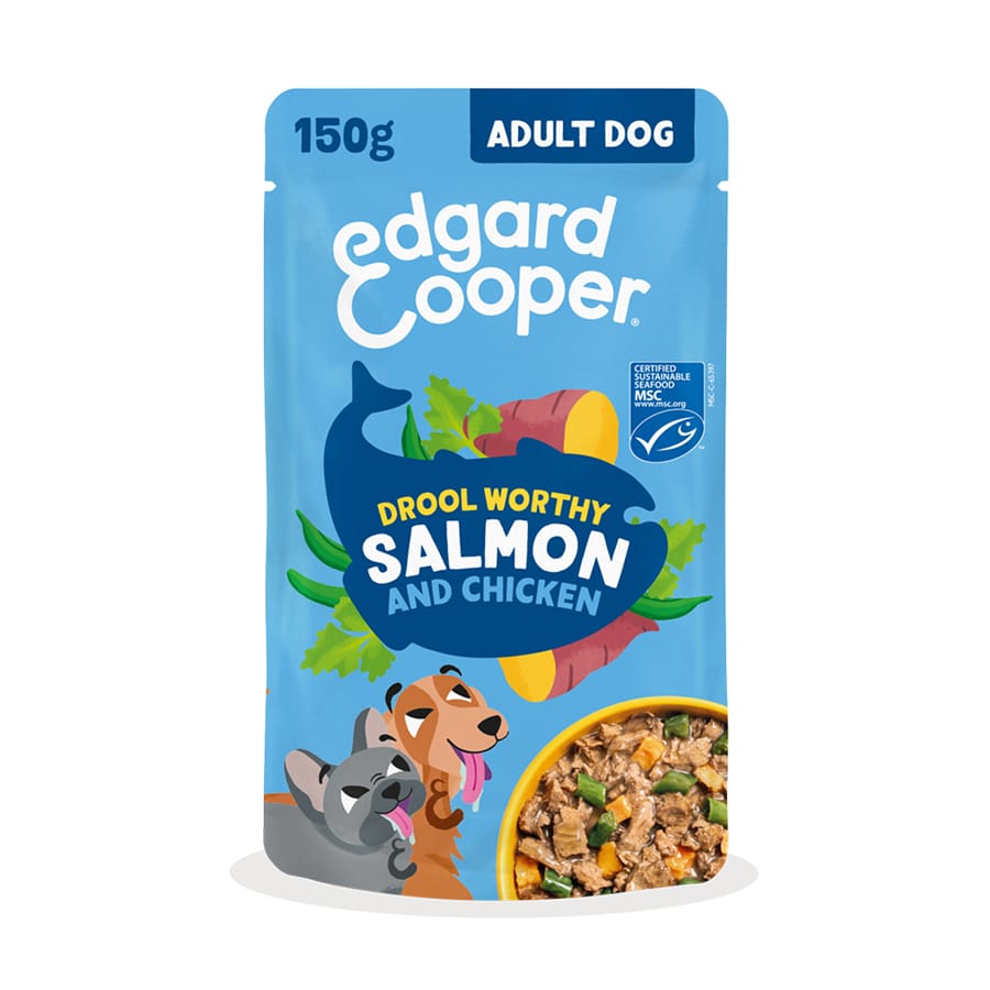 Edgard & Cooper Drool Worthy Dinners Fresh Salmon & Chicken Adult Dog Food Pouch 150g