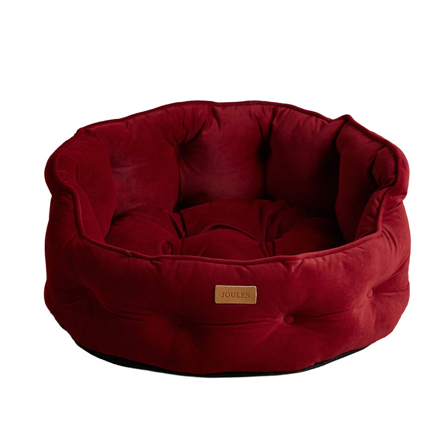 Joules Chesterfield Dog Bed Burgundy