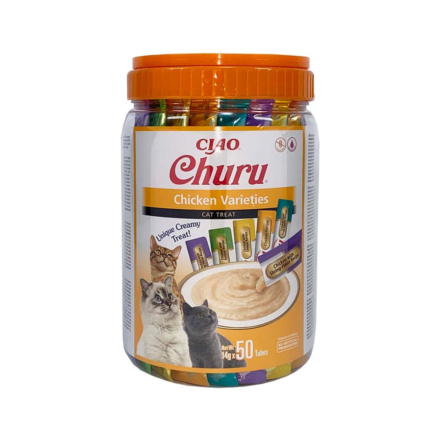 Ciao Churu Creamy Lickable Cat Treats Chicken Variety Bulk Pack 50 x 14g