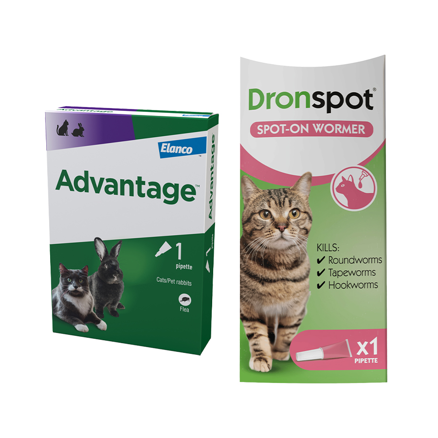 Advantage & Dronspot Spot-On Cat Flea & Worming Treatment
