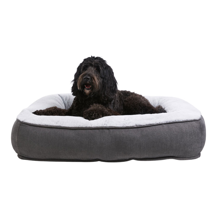 Pets at Home Memory Foam Square Dog Bed Grey Pets