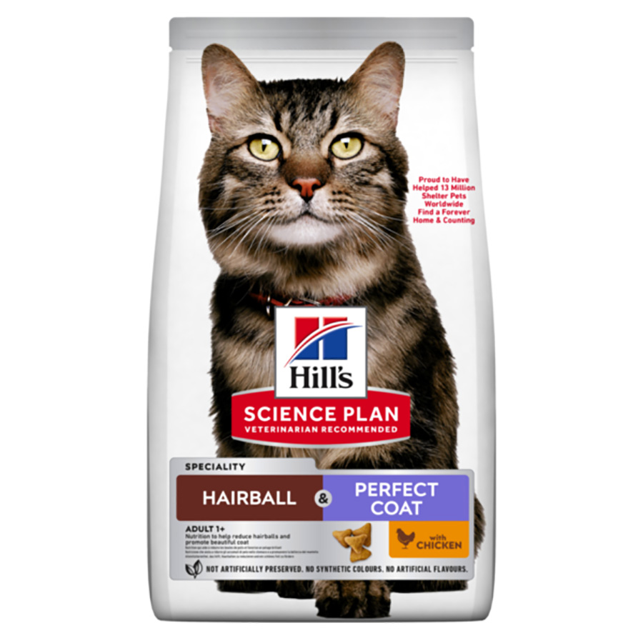 Hill’s Science Plan Hairball & Perfect Coat Dry Adult Cat Food Chicken ...