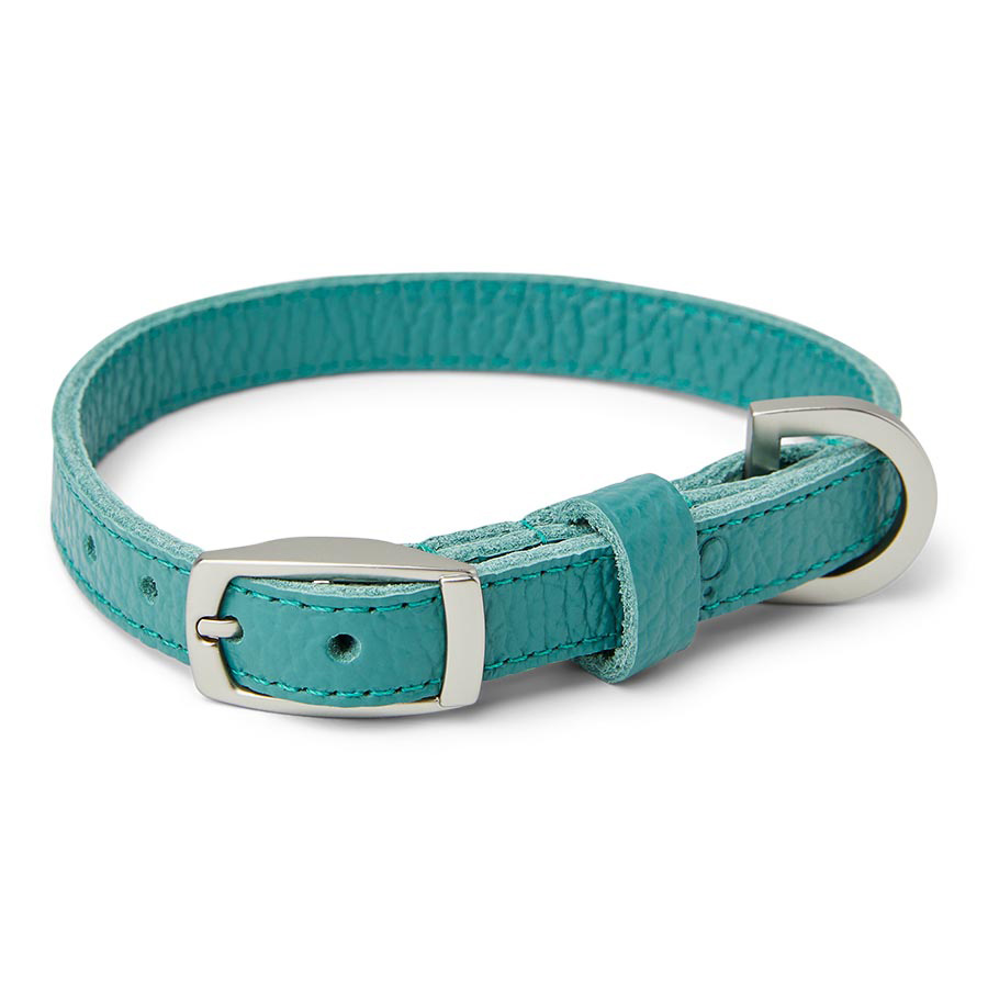 Noble Handcrafted Straight Leather Dog Collar Green