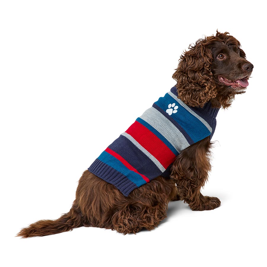 Pets at Home Striped Knitted Dog Jumper Multi Coloured Pets