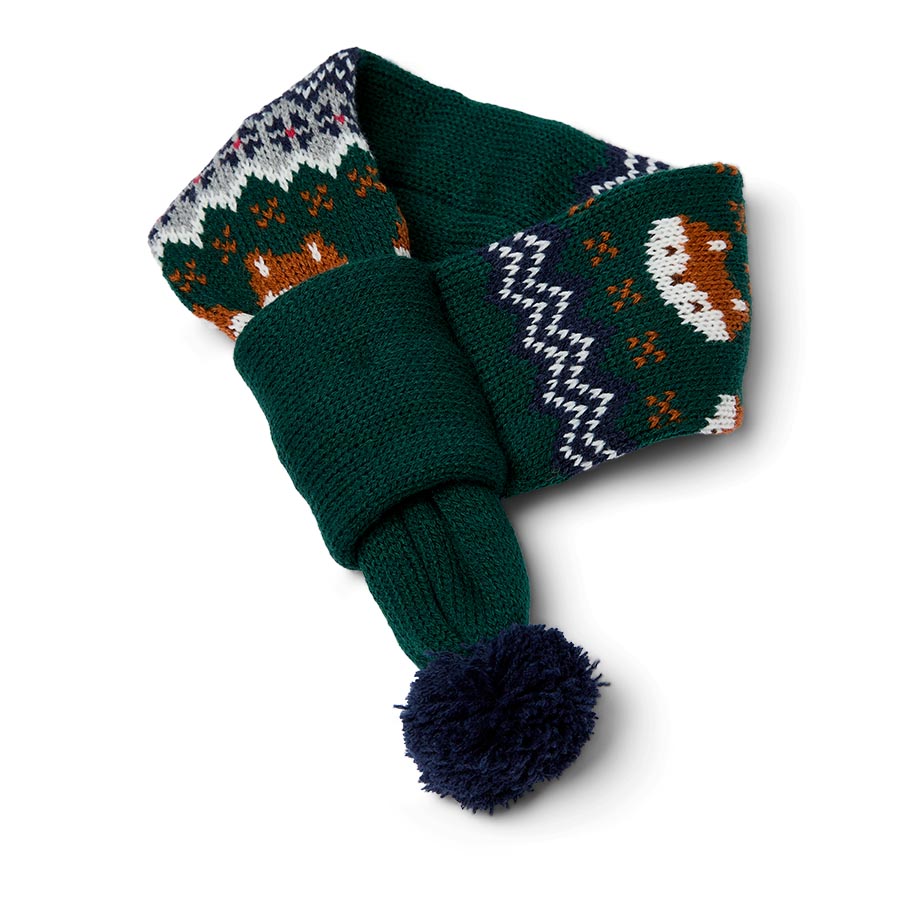 Pets at Home Felix Fox Fair Isle Scarf for Dogs Green