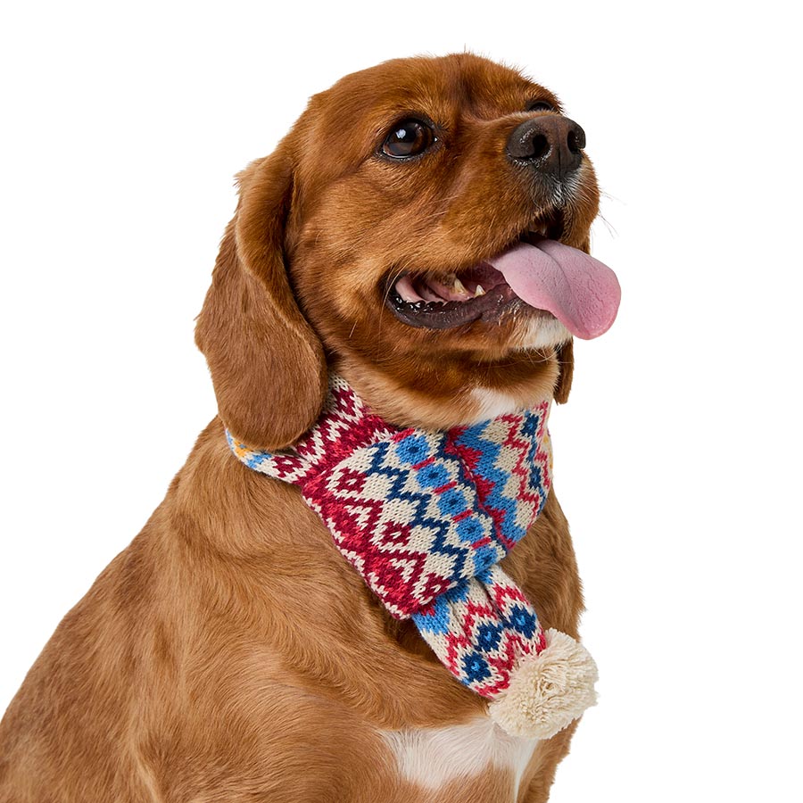 Pets at Home Nordic Fair Isle Scarf for Dogs Brown