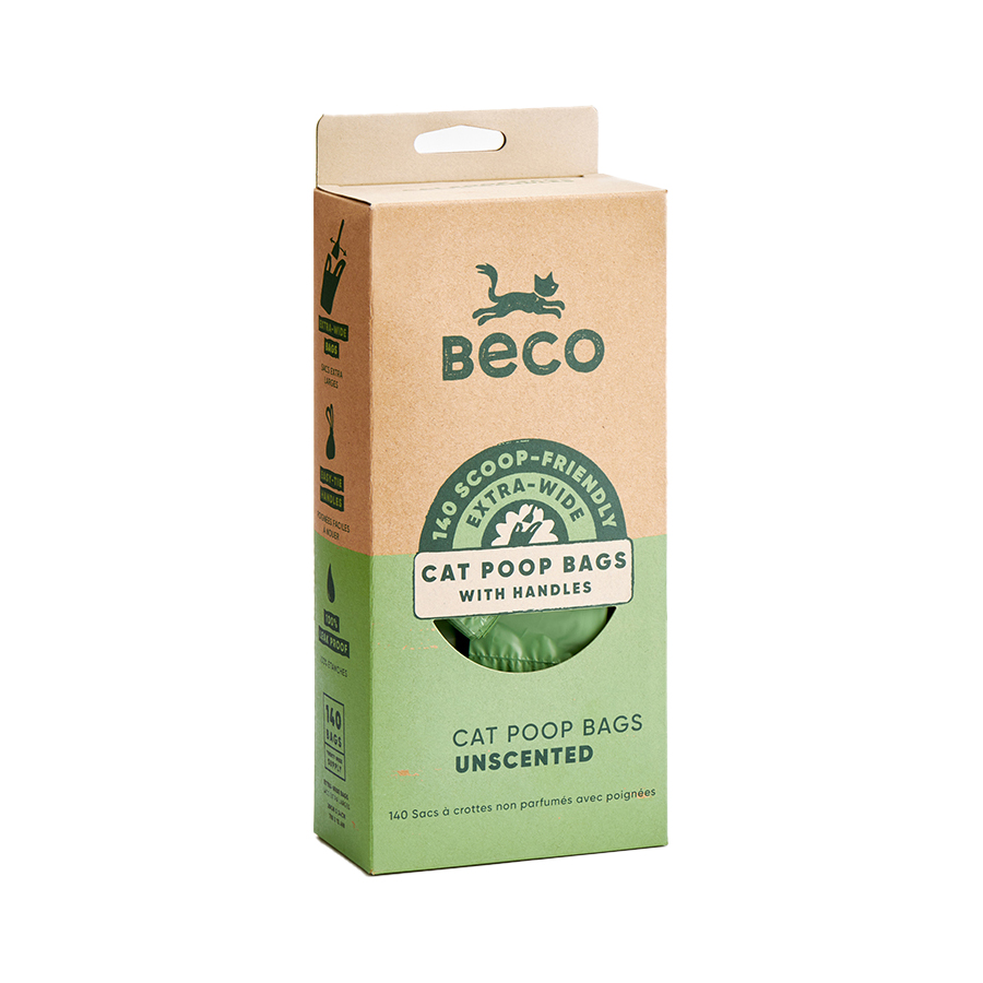 Beco Unscented Extra Wide Cat Poop Bags with Easy Tie Handles