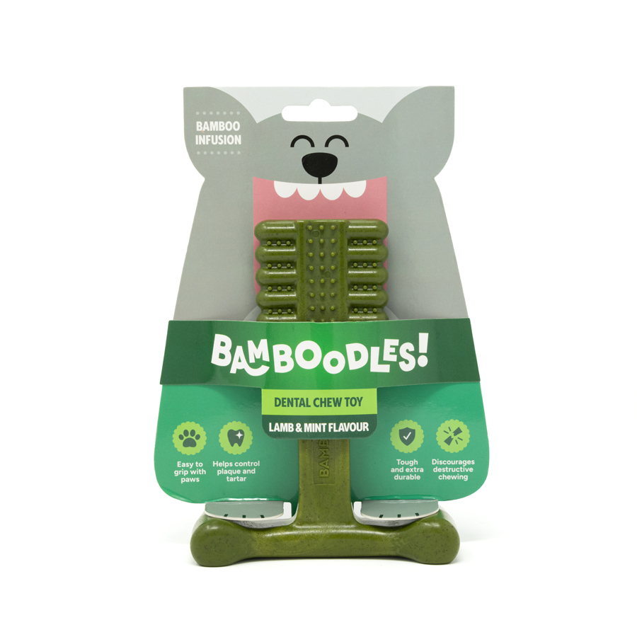 Bamboodles T-Bone Dental Dog Toy Lamb & Mint