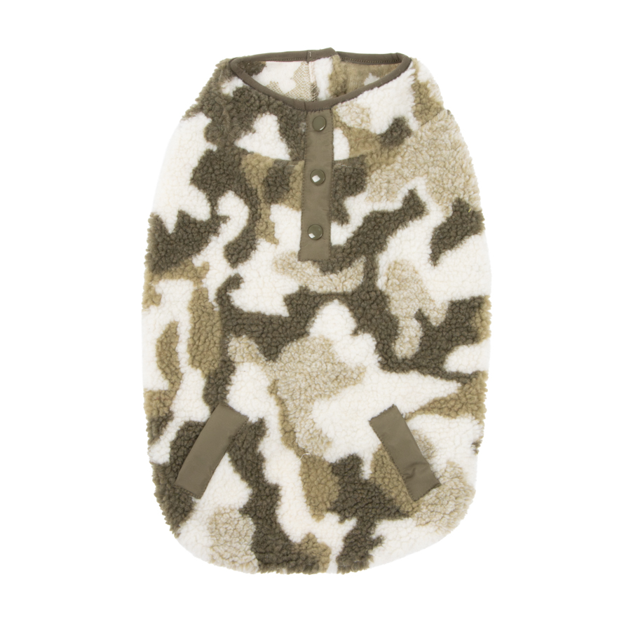 Oodles Camo Sherpa Dog Jacket Green