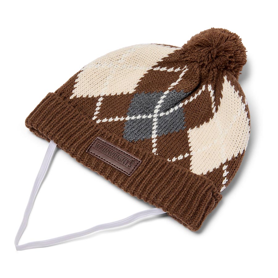 Wainwright's Argyle Knitted Dog Beanie Hat Brown