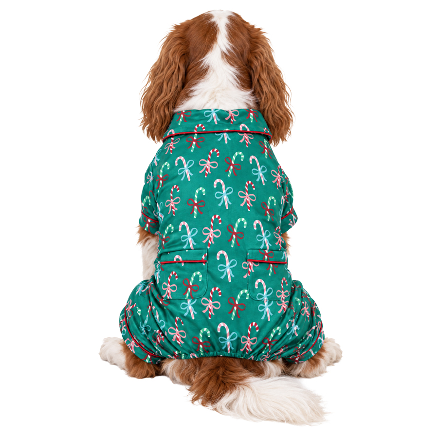 Harry Barker Christmas Green Candy Cane Bow Dog Onesie