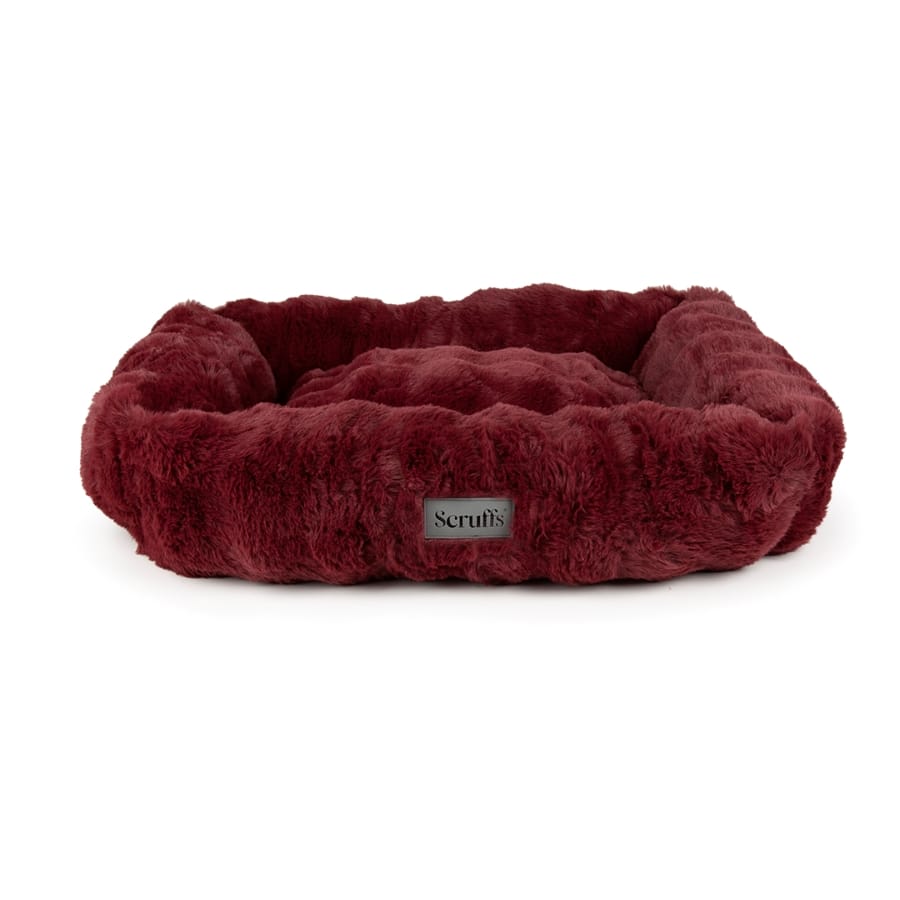 Scruffs Festive Fur Box Dog Bed Burgundy